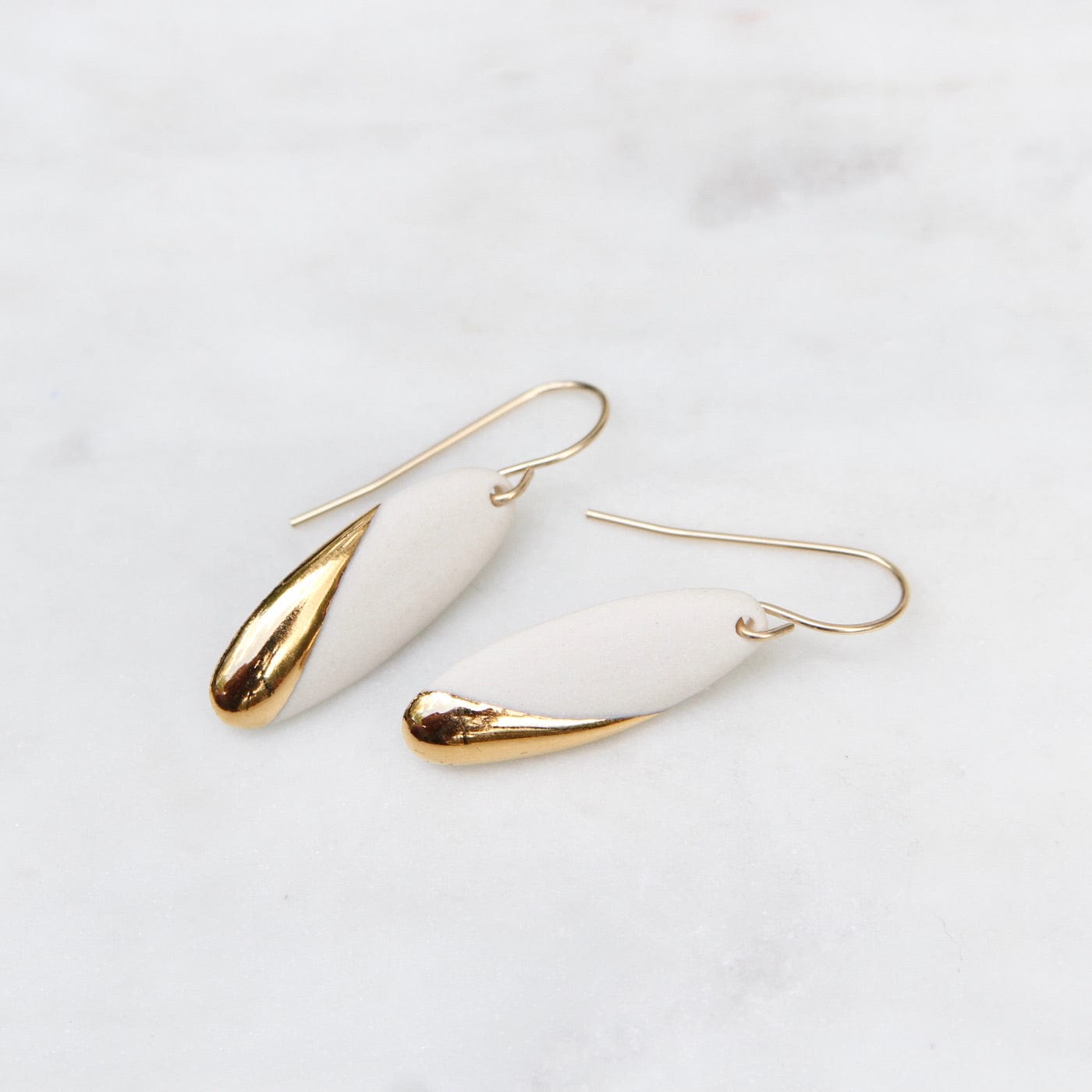 Load image into Gallery viewer, EAR-GF White Gold Dipped Long Oval Earring
