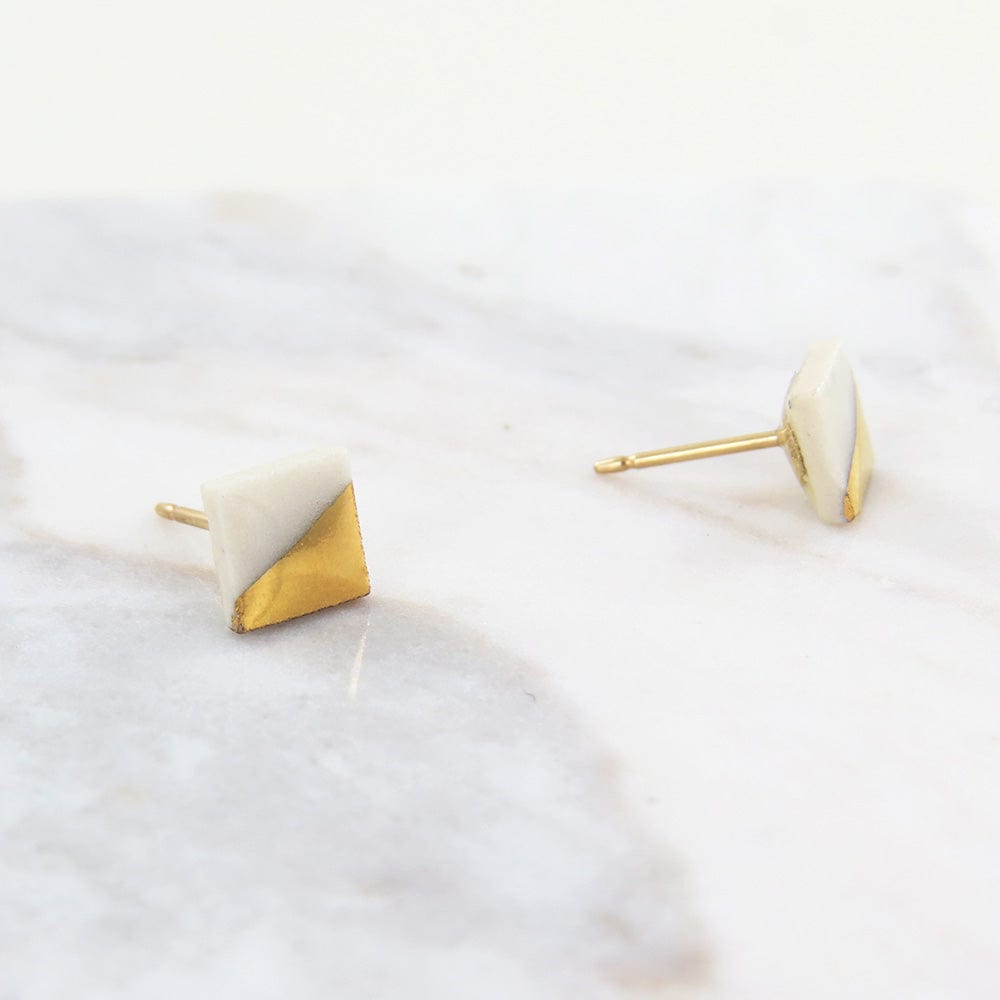 EAR-GF White Gold Dipped Square Studs