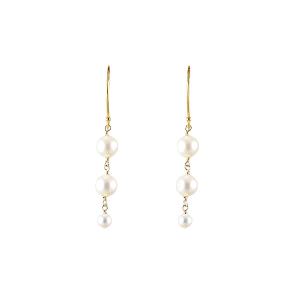 EAR-GF White Graduated 3 Pearl Earrings