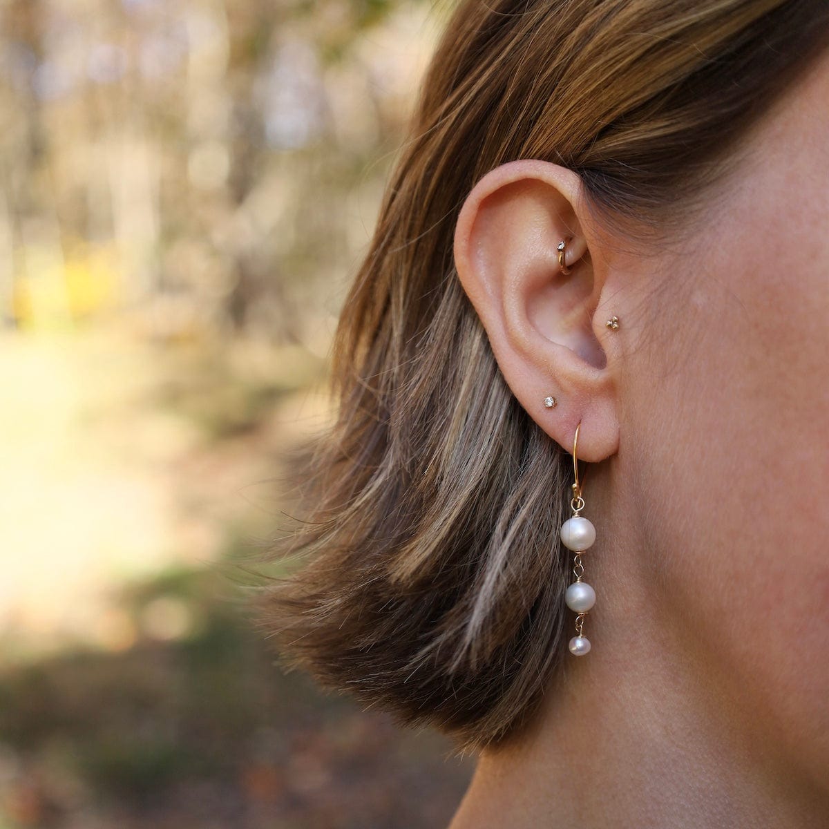 EAR-GF White Graduated 3 Pearl Earrings