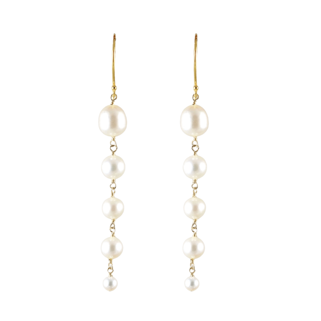 EAR-GF White Graduated 5 Pearl Earrings