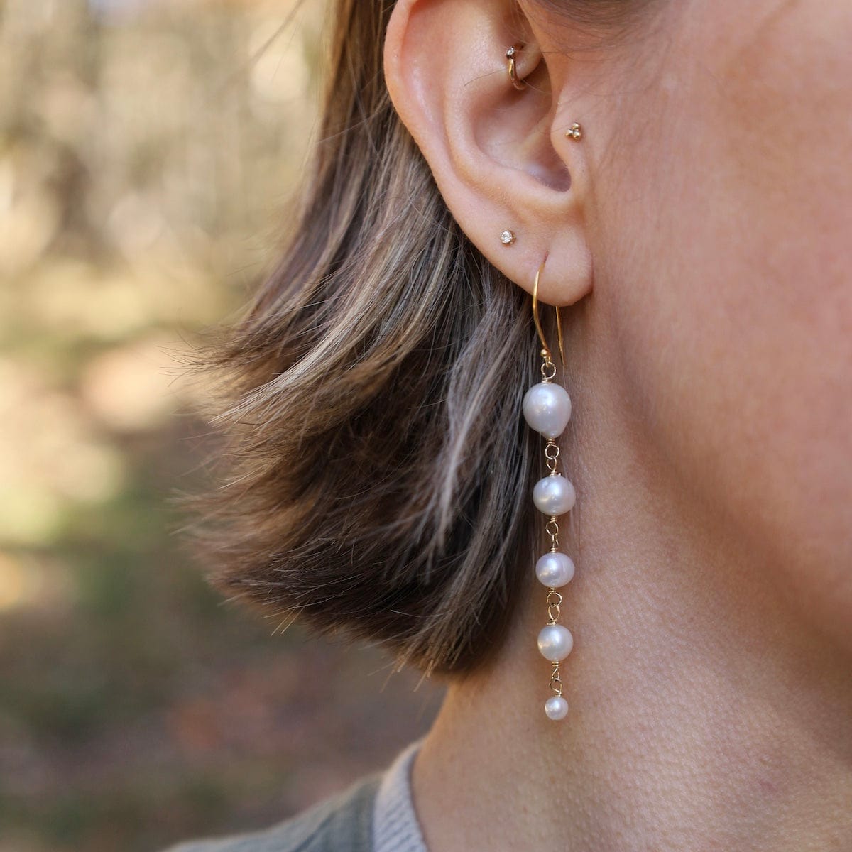 EAR-GF White Graduated 5 Pearl Earrings