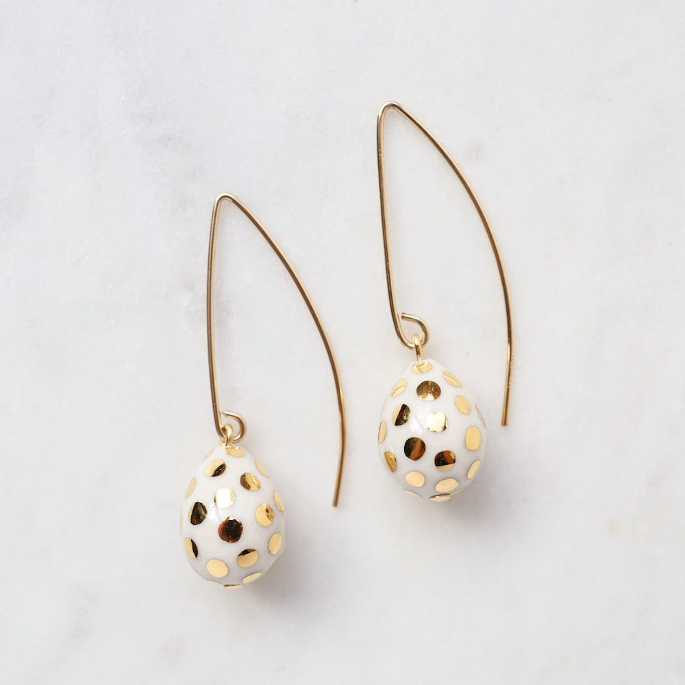 EAR-GF White Ladybug Teardrop Earrings