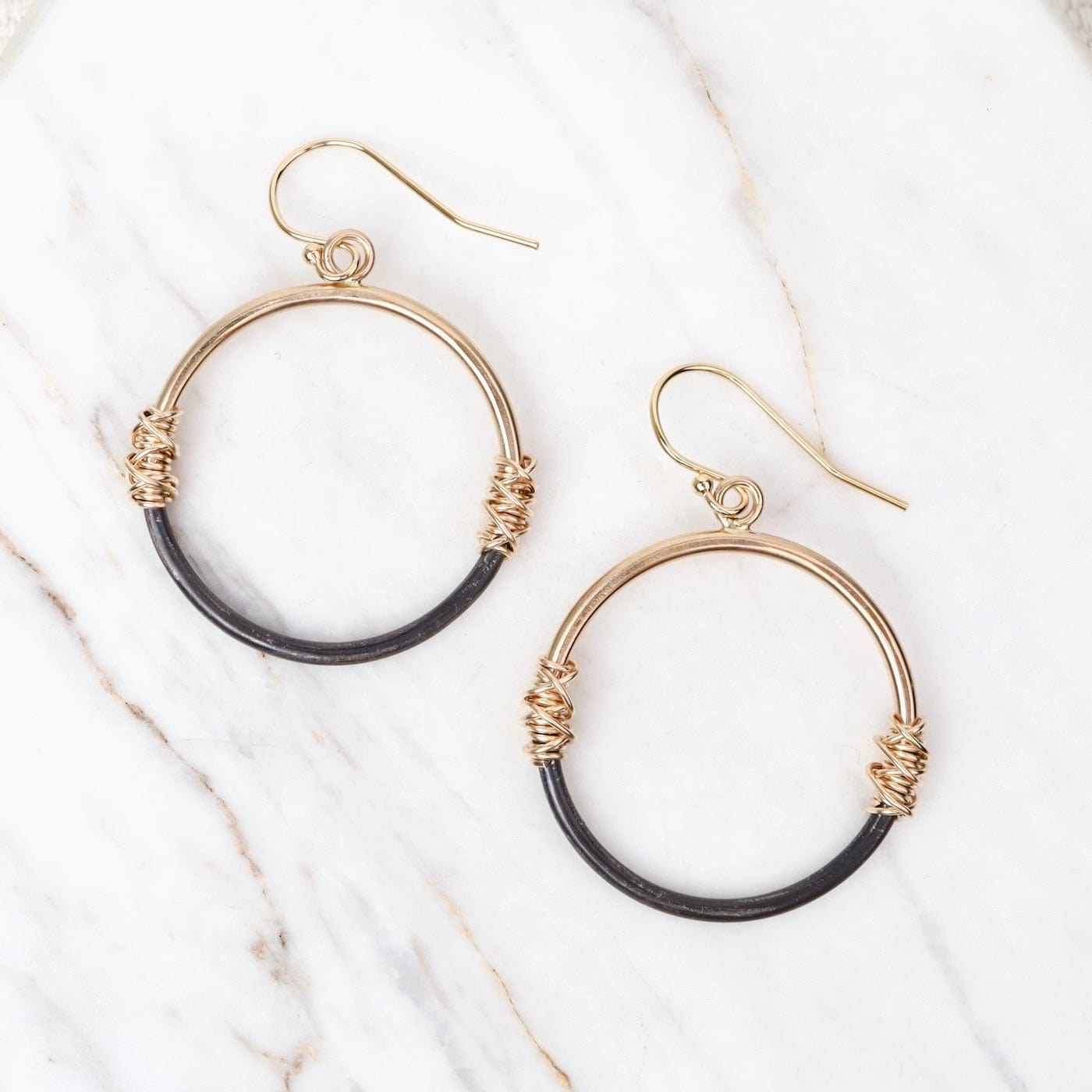 EAR-GF Wire Wrapped Two-Tone Hoops