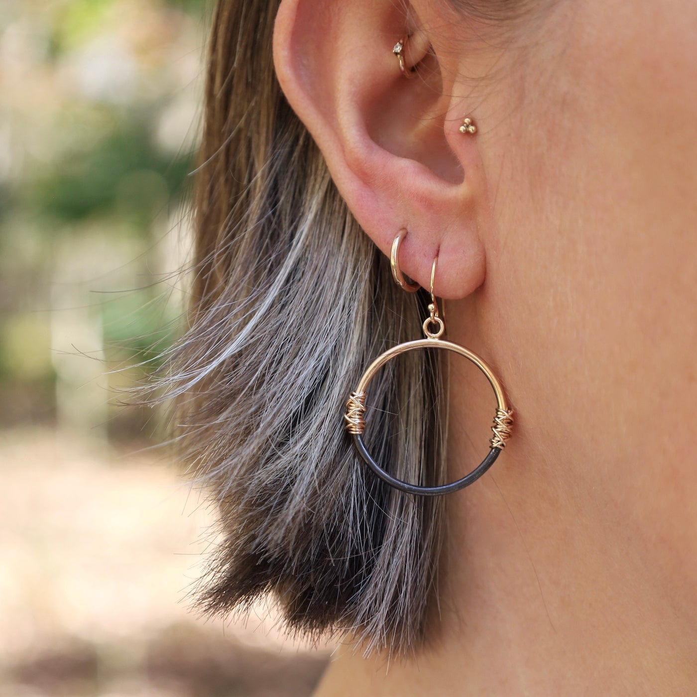 EAR-GF Wire Wrapped Two-Tone Hoops