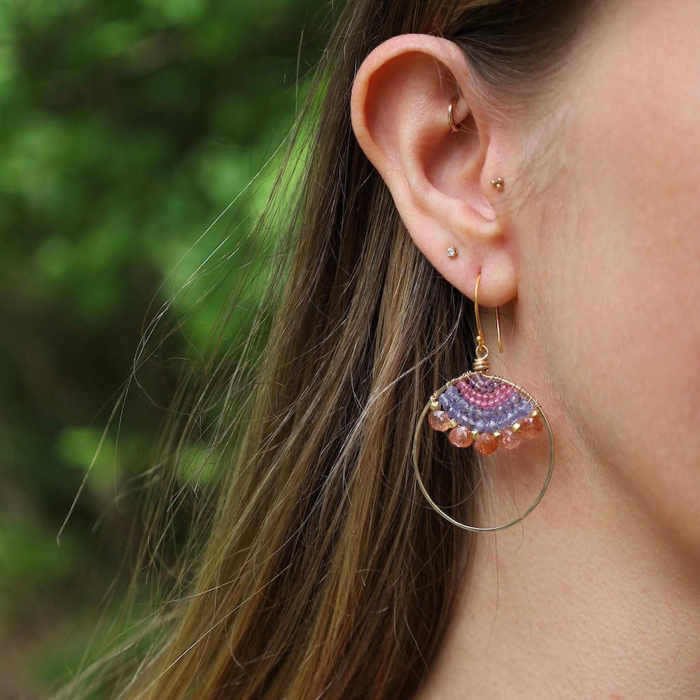 
                      
                        EAR-GF Woven Golden Hoop Earrings  in Sunstone, Amethyst,
                      
                    