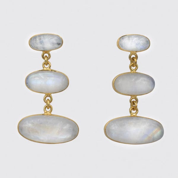 
                      
                        EAR Gold Large Triple Oval Cabochon Rainbow Moonstone Earrings
                      
                    