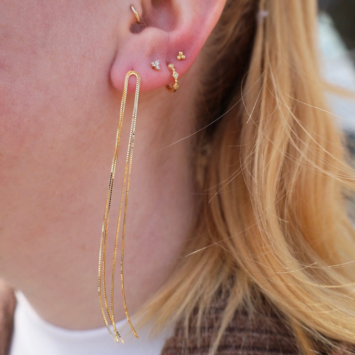 EAR Gold Vermeil Chain Arc Drop Earrings