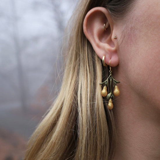 EAR Golden Pear 3 Drop Wire Earrings