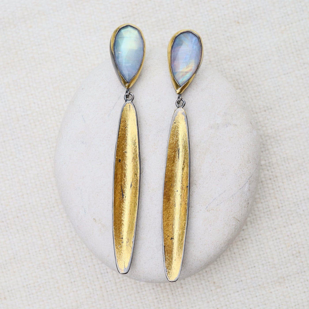 EAR Golden Reed with Moonstone Earring