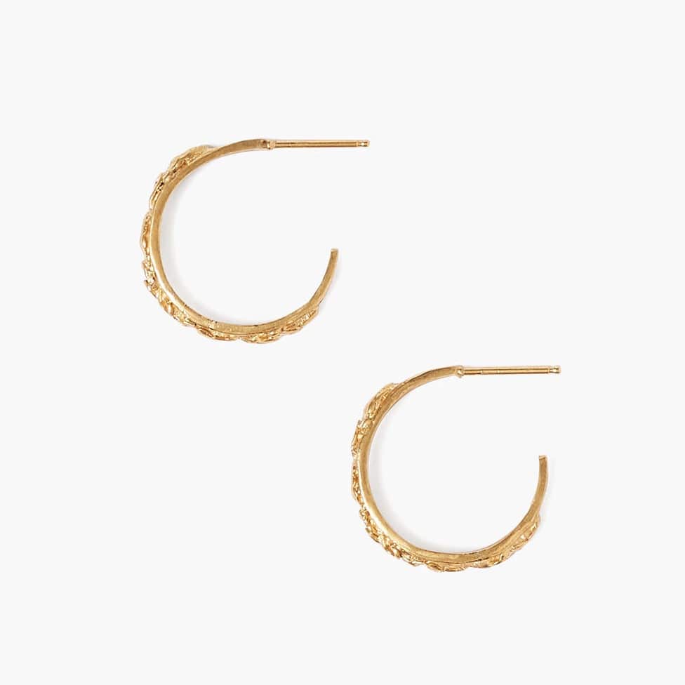 EAR-GPL 18k Gold Plated Sterling Silver Vine Detail Hoops