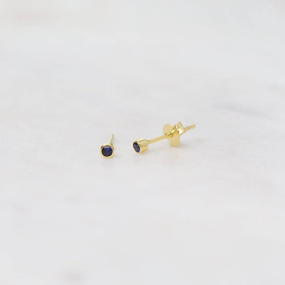 
                  
                    EAR-GPL 2mm Gold Plated Tiny Bezel Set Synthetic Sapphire Post Earrings
                  
                