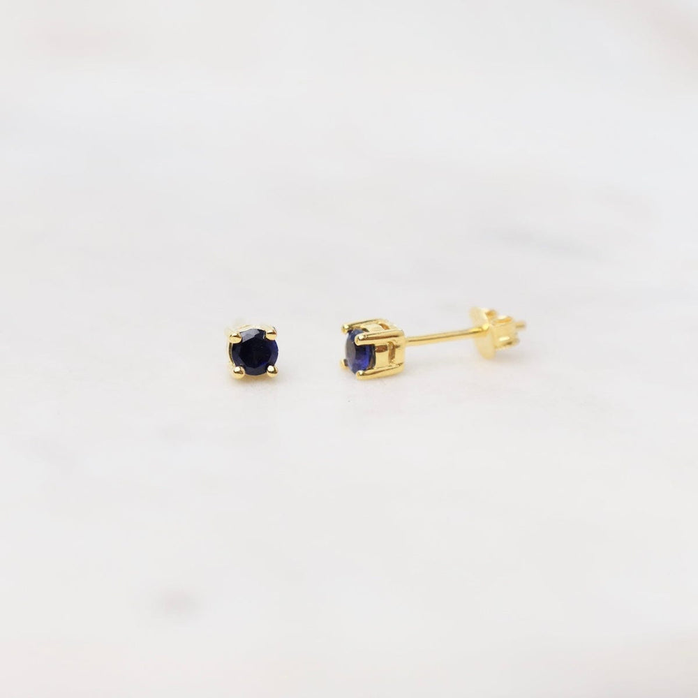 EAR-GPL 3.5mm Gold Plated Mini Synthetic Sapphire Post Earrings