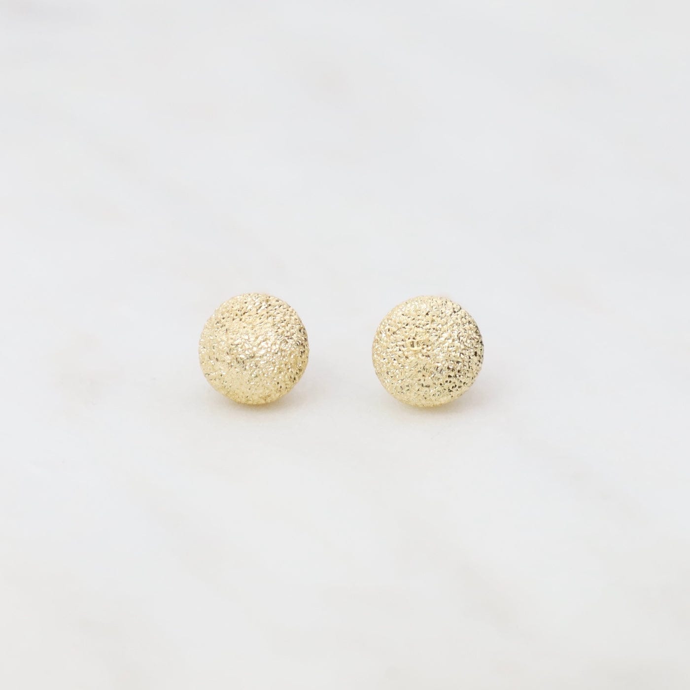 EAR-GPL 5mm Diamond Dusted Gold Plated Sterling Silver Ball Earrings