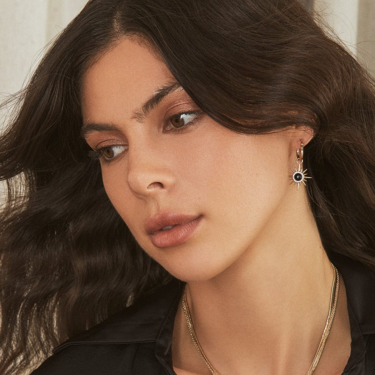 EAR-GPL Abalone Starburst Mini Hoop Earrings