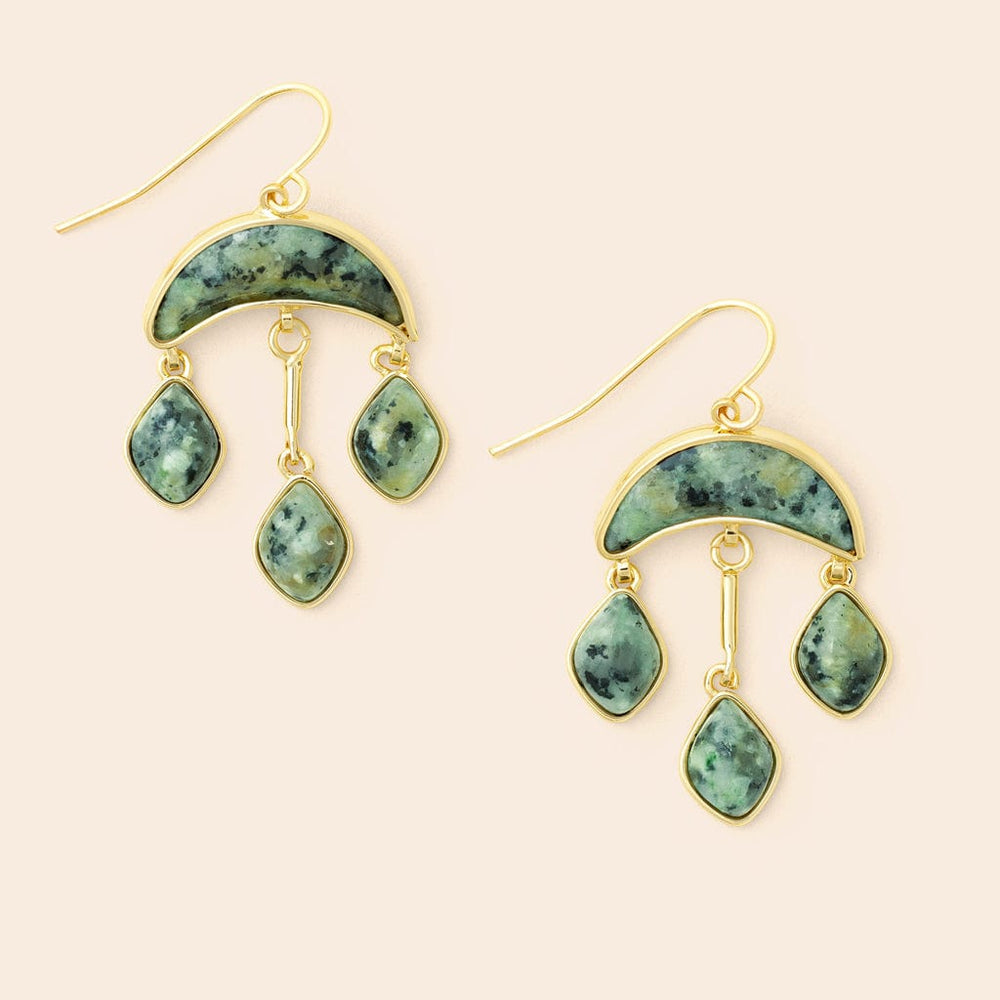 EAR-GPL African Turquoise Stone Crescent Drop Earrings