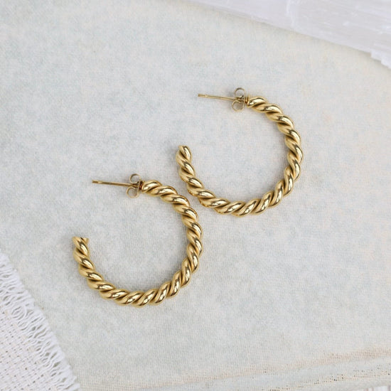 EAR-GPL ALIZE // Twisted hoop earrings - 18k gold plated s