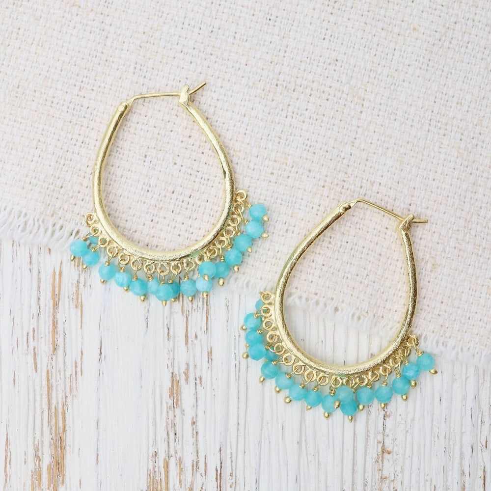 EAR-GPL Amazonite Beaded Hoops