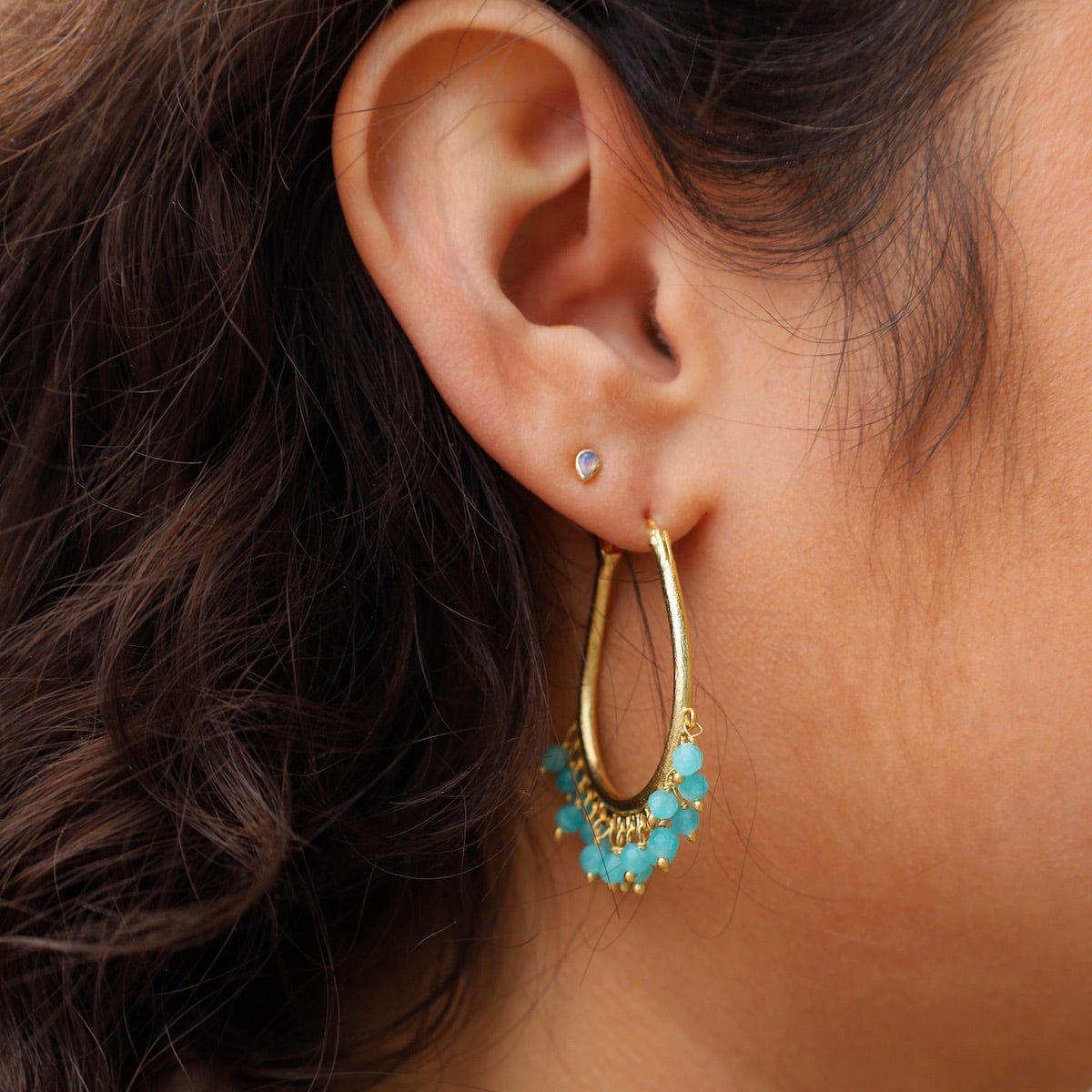 EAR-GPL Amazonite Beaded Hoops