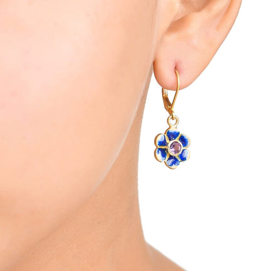 EAR-GPL Amethyst Gold Plated Brass Enamel Earrings