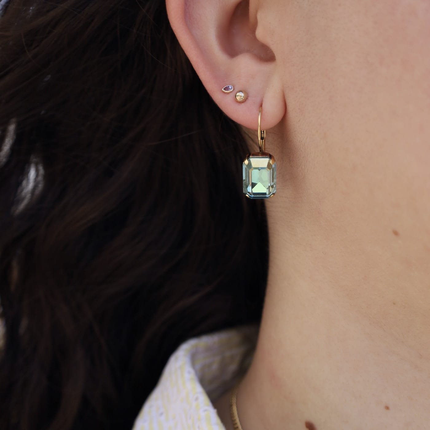 EAR-GPL Aqua Lemon Rubin Hook Earrings