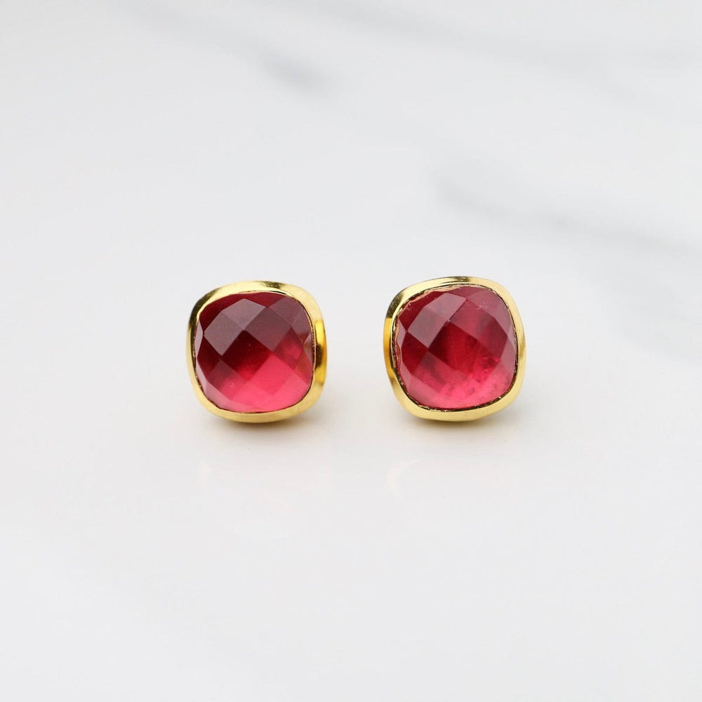 EAR-GPL ASHA SQUARE STUDS IN HOT PINK