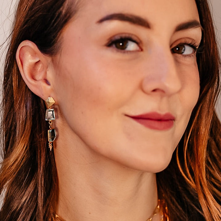 EAR-GPL Asymmetrical Quartz Earrings