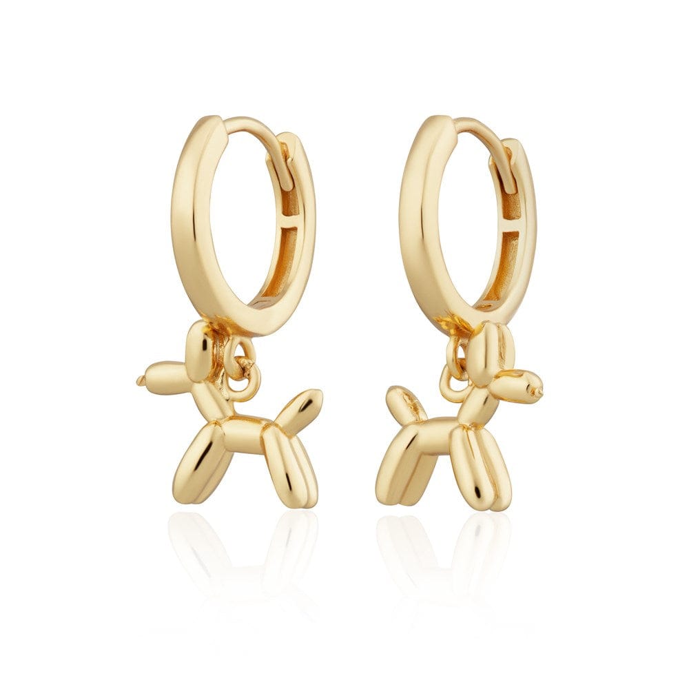 EAR-GPL Balloon Dog Charm Hoop Earrings