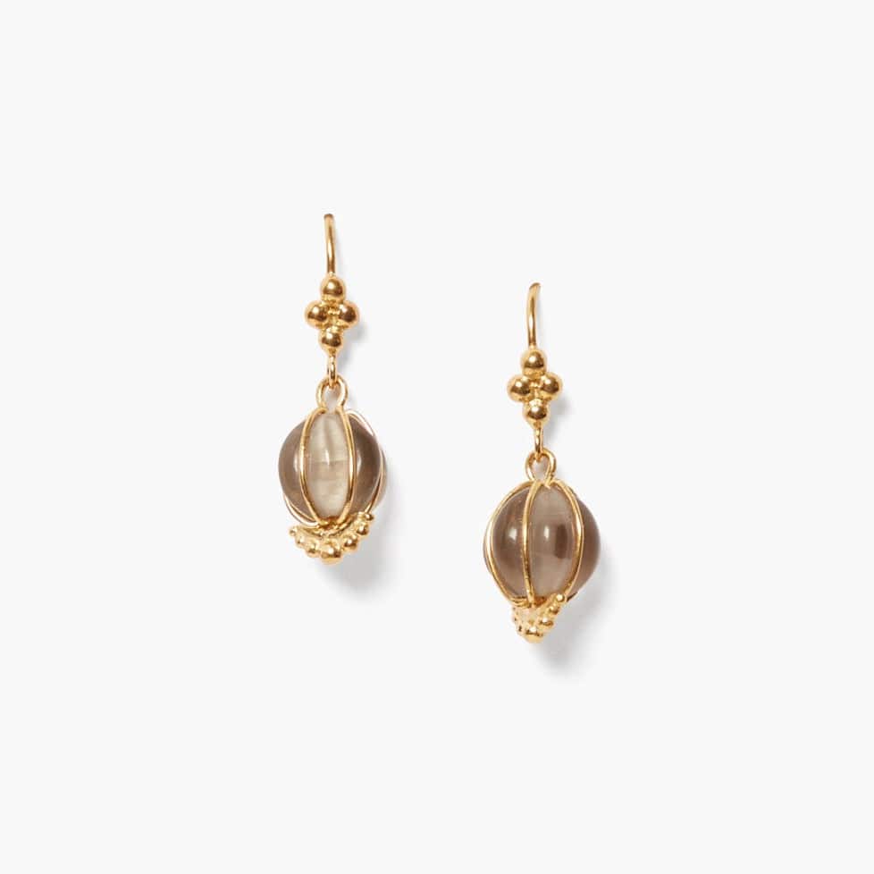 EAR-GPL BALLOON EARRINGS SMOKEY QUARTZ