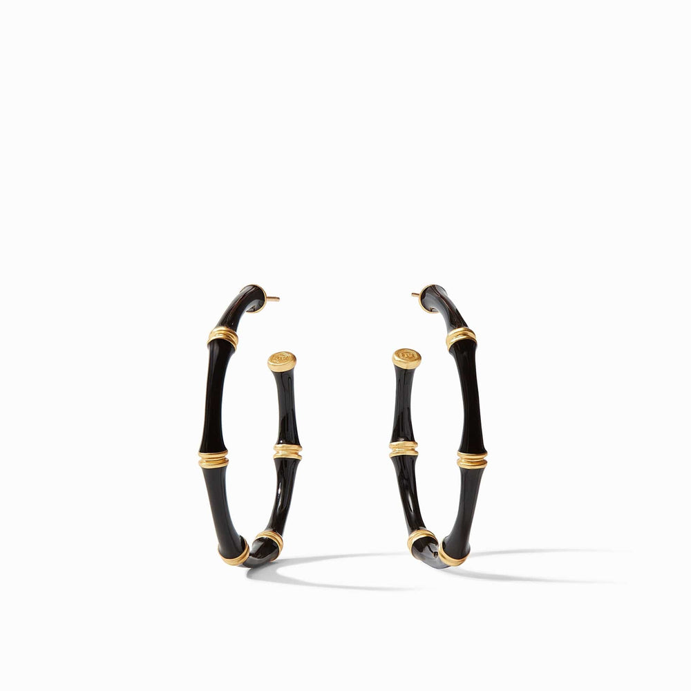 EAR-GPL Bamboo Hoop in Black Enamel