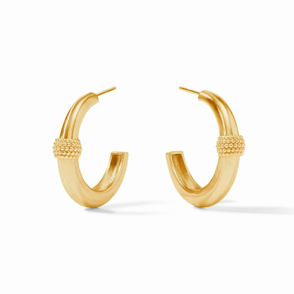 EAR-GPL Beaded Station Medium Hoop Earrings