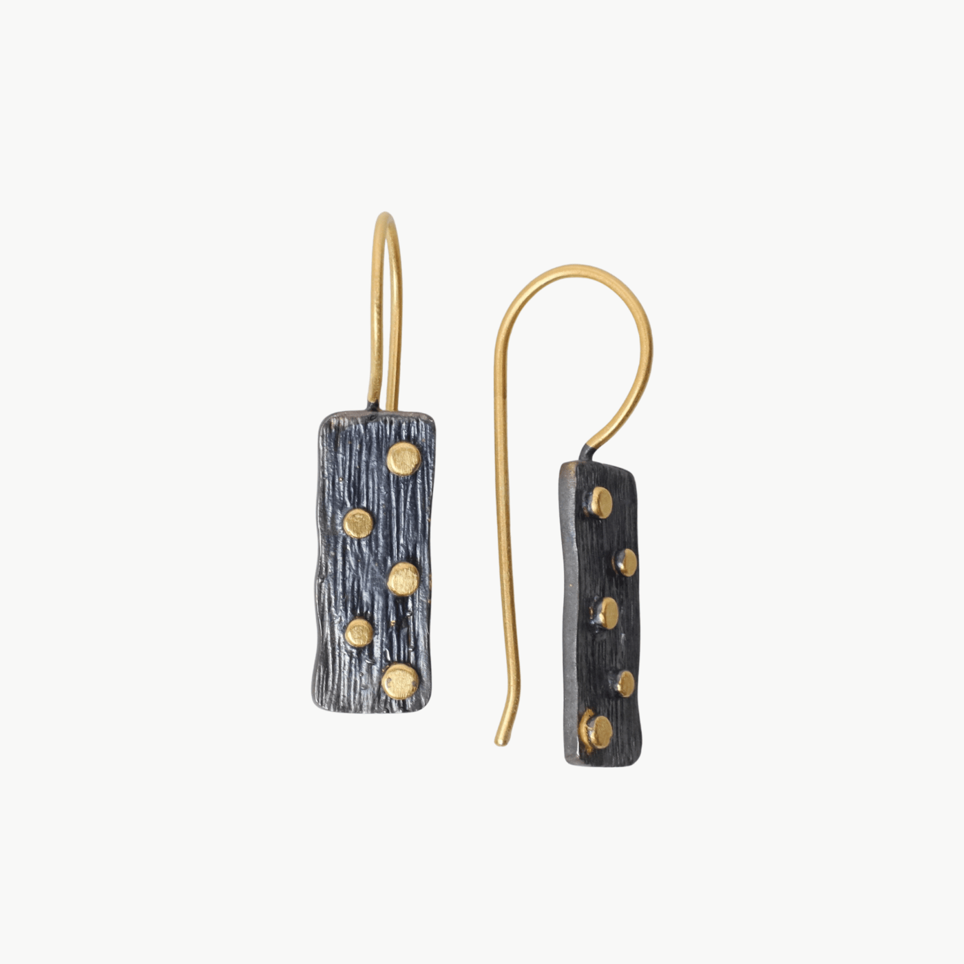 EAR-GPL Black and Gold Dot Rectangle Earrings