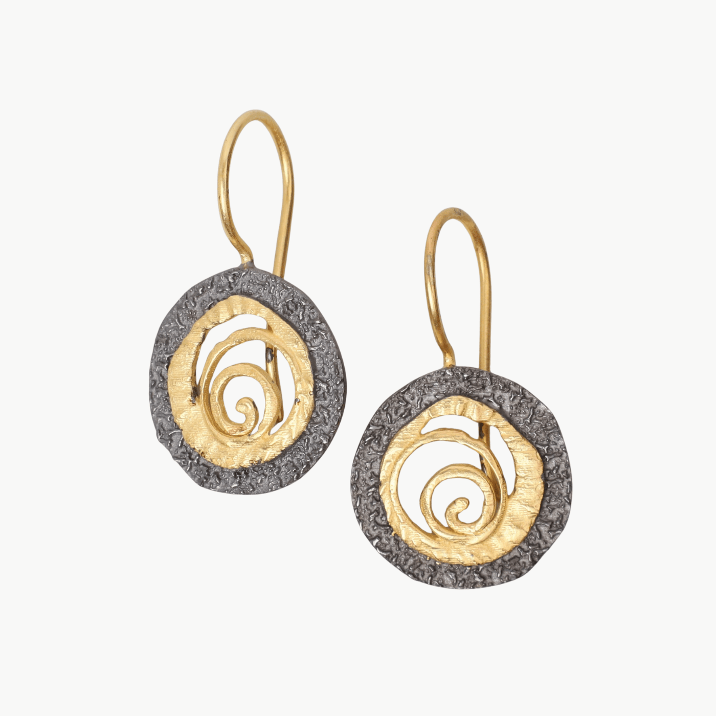 EAR-GPL Black and Gold Spiral Earrings