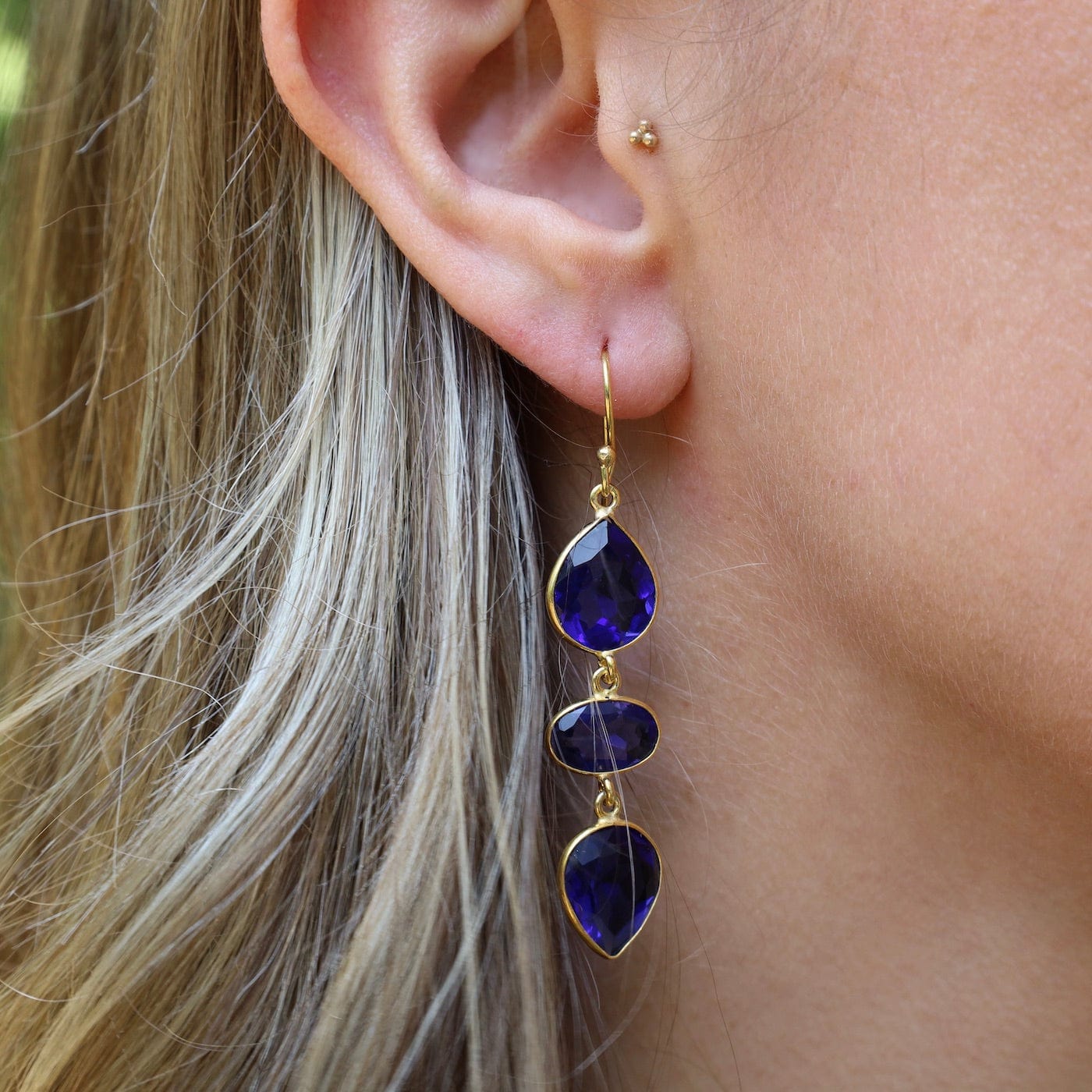 EAR-GPL Blue Iolite Geometric Earrings