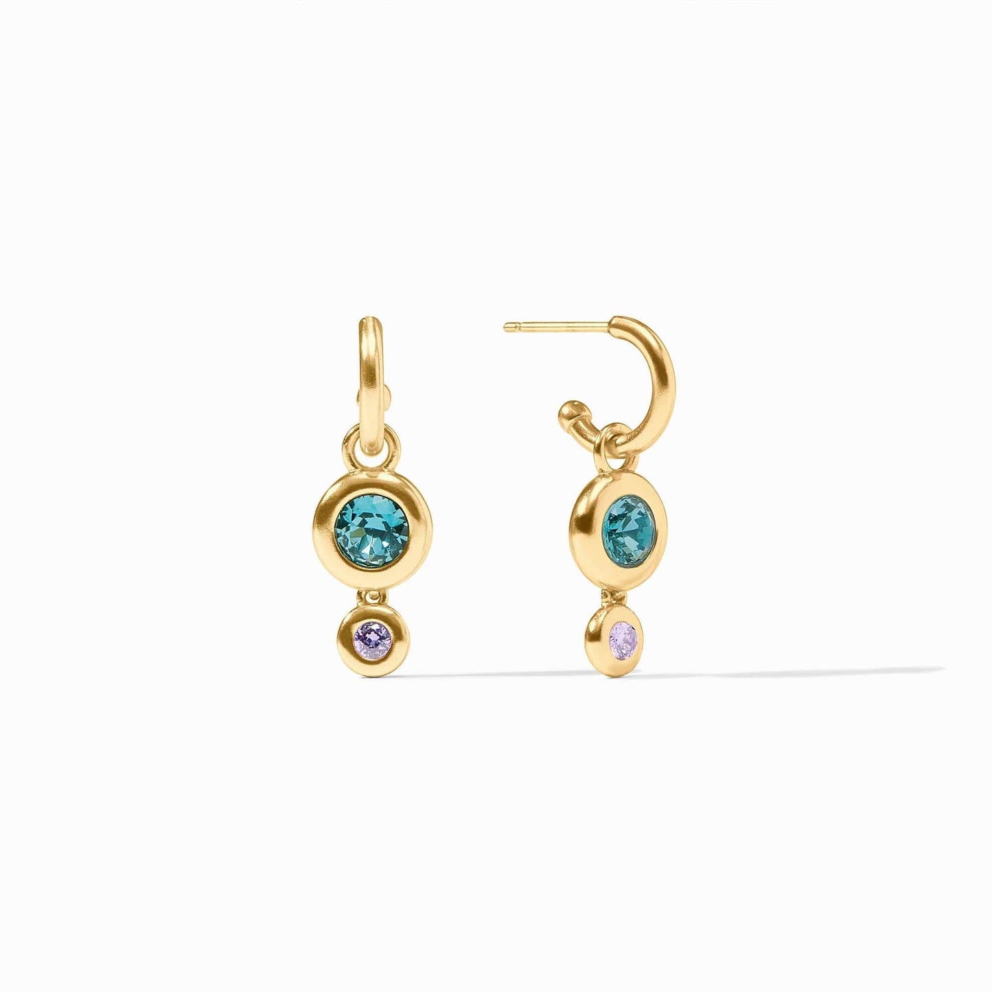 EAR-GPL Blue Twilight Rainbow Duo Hoop & Charm Earrings
