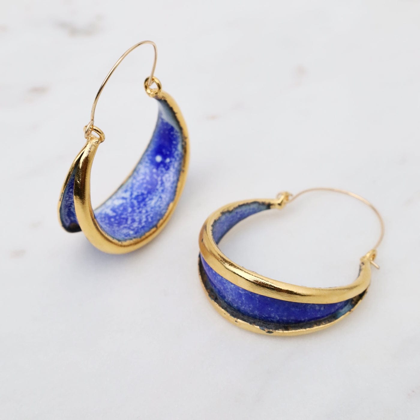 EAR-GPL Boat Hoop Earrings in Ocean Blue