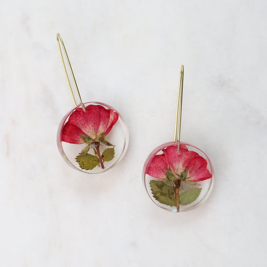 Load image into Gallery viewer, EAR-GPL Botanical Full Moon Rose Bud Earrings
