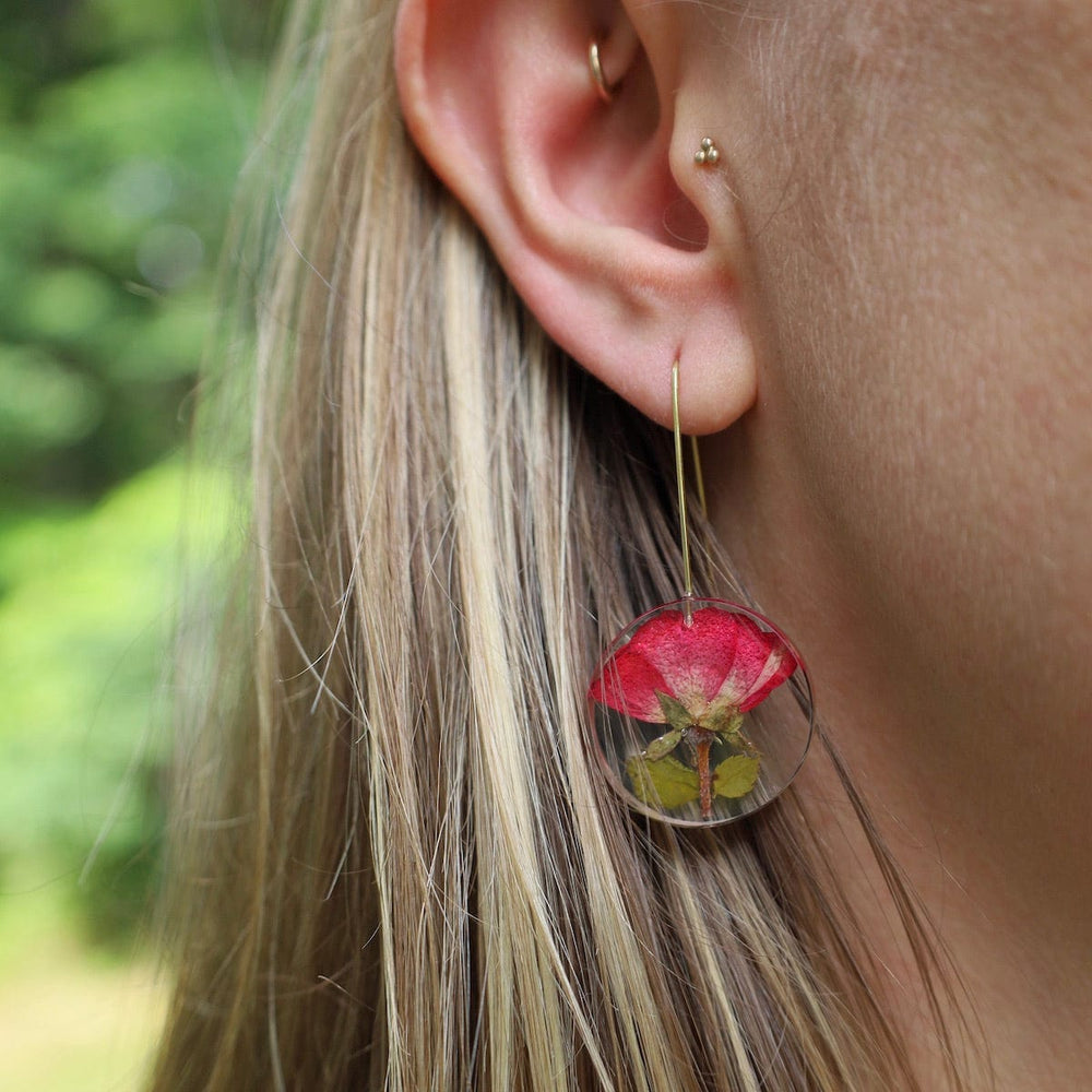 EAR-GPL Botanical Full Moon Rose Bud Earrings