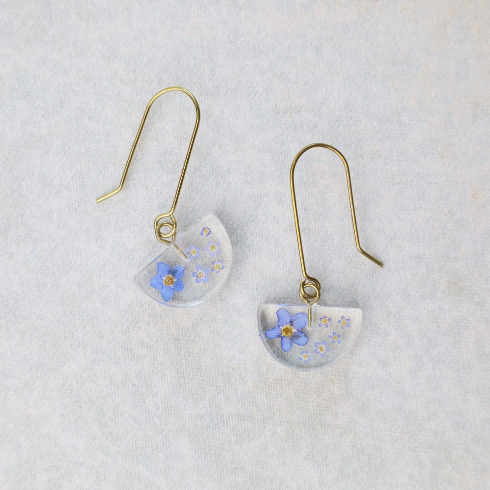 
                  
                    EAR-GPL Botanical Half Moon Forget Me Not Flower Earrings
                  
                