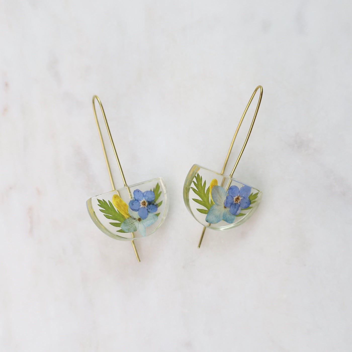 EAR-GPL Botanical Half Moon Mixed Flower Earrings