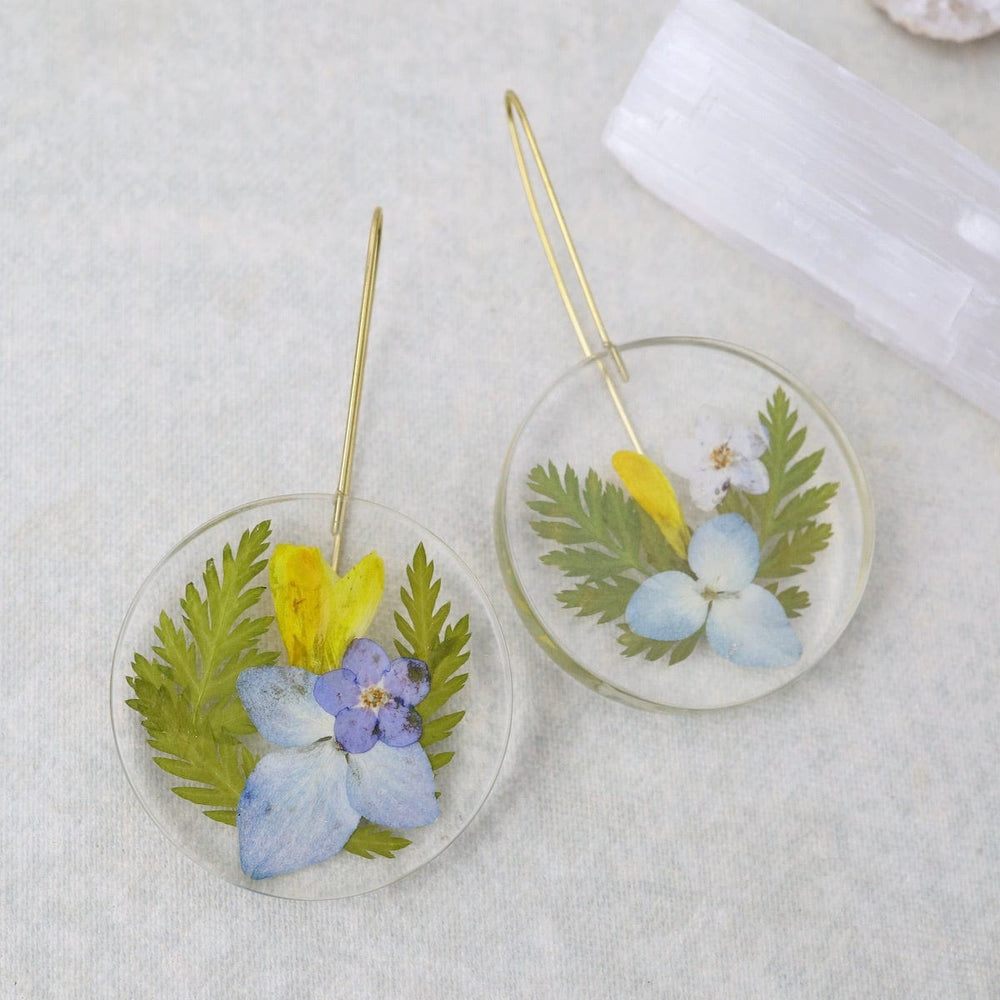 EAR-GPL Botanical Md Mixed Flower Full Moon Earrings