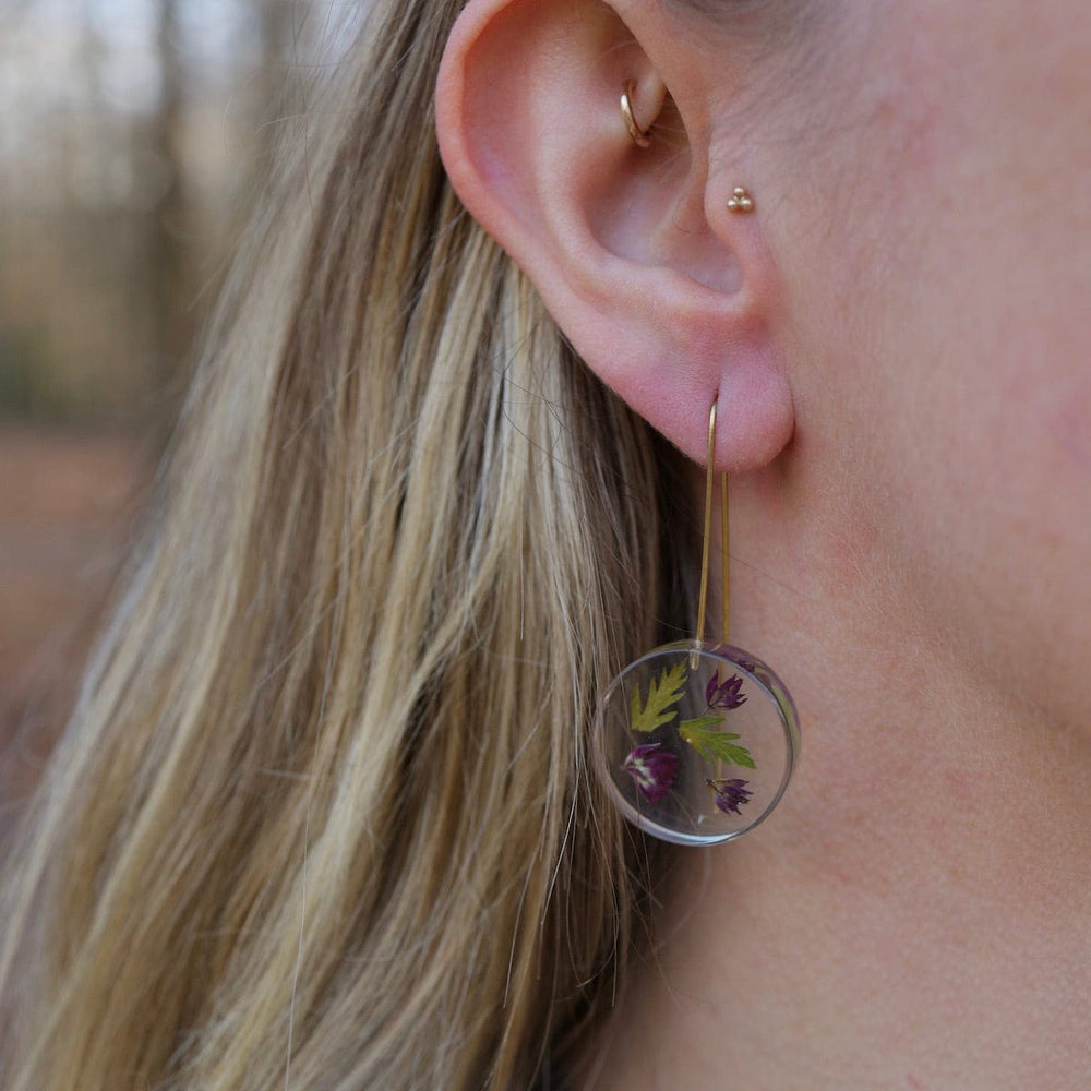 EAR-GPL Botanical Small February Birthday Full Moon Earrin