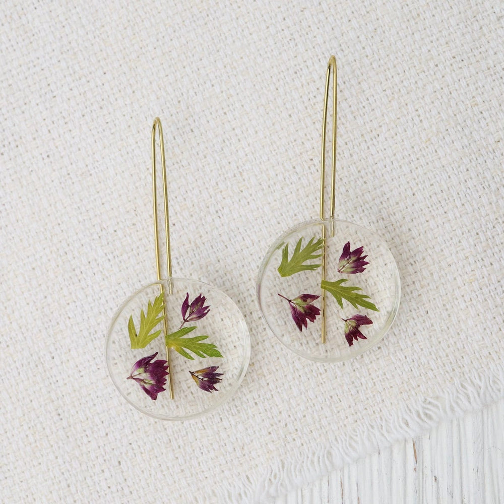 EAR-GPL Botanical Small February Birthday Full Moon Earrin