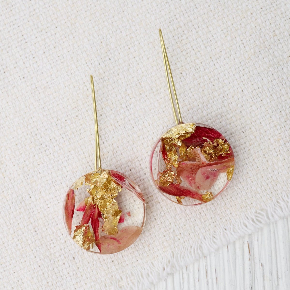 EAR-GPL Botanical Small Full Moon Rose Petal Earrings