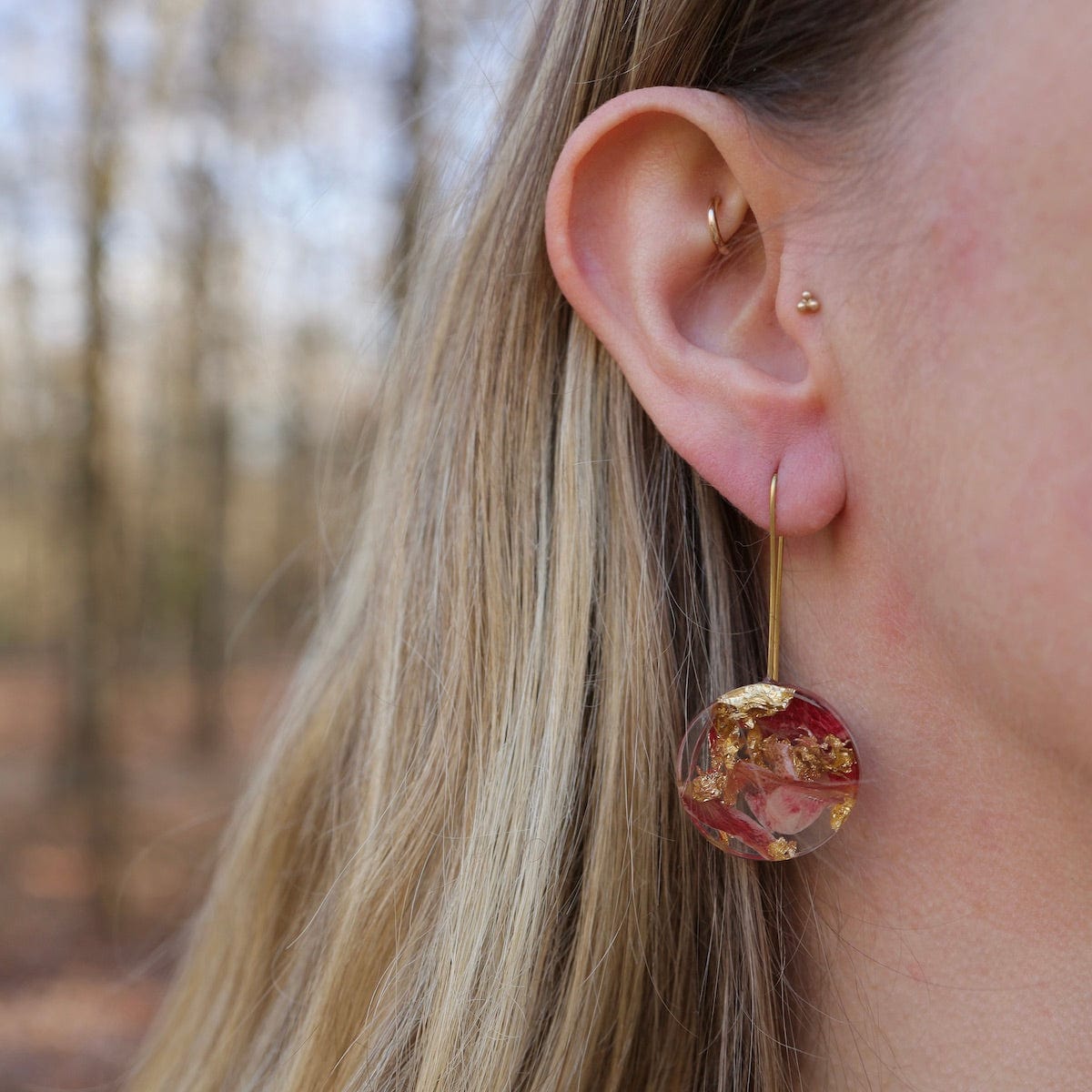 EAR-GPL Botanical Small Full Moon Rose Petal Earrings