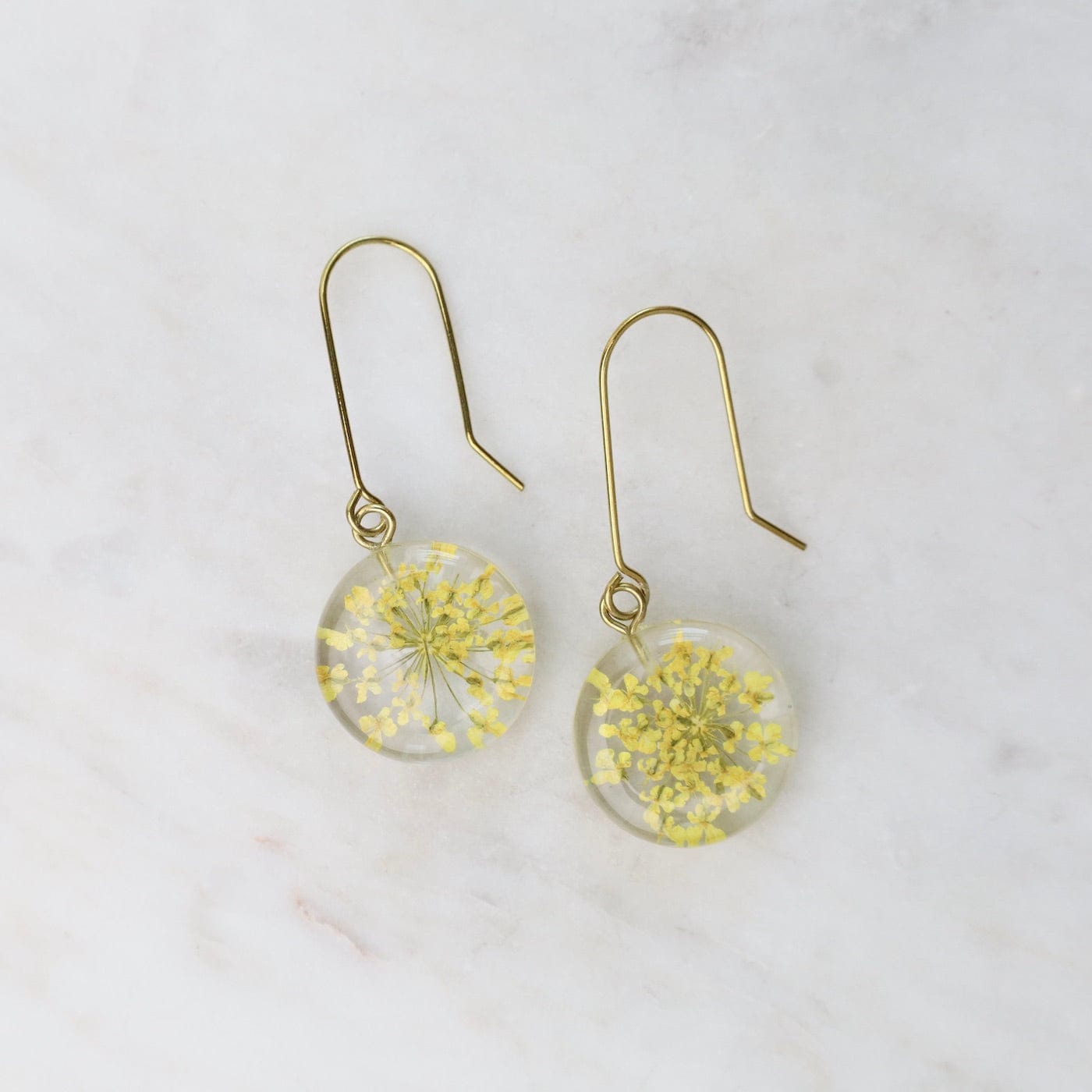 EAR-GPL Botanical Small Full Moon Yellow Flower Earrings