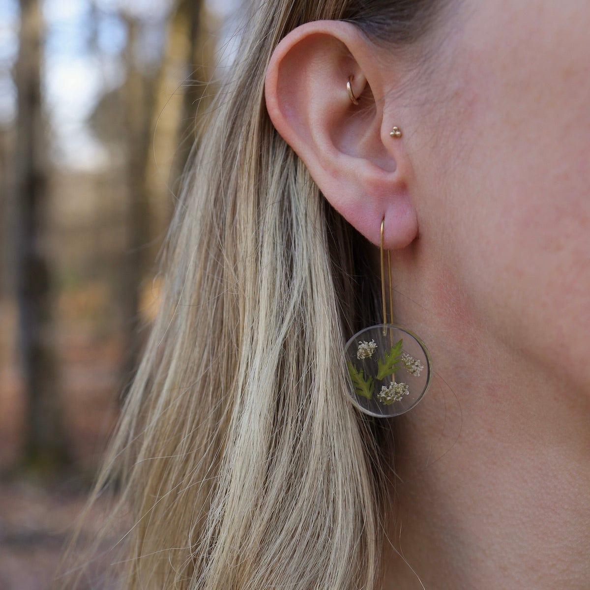 EAR-GPL Botanical Small May Birthday Full Moon Earrings