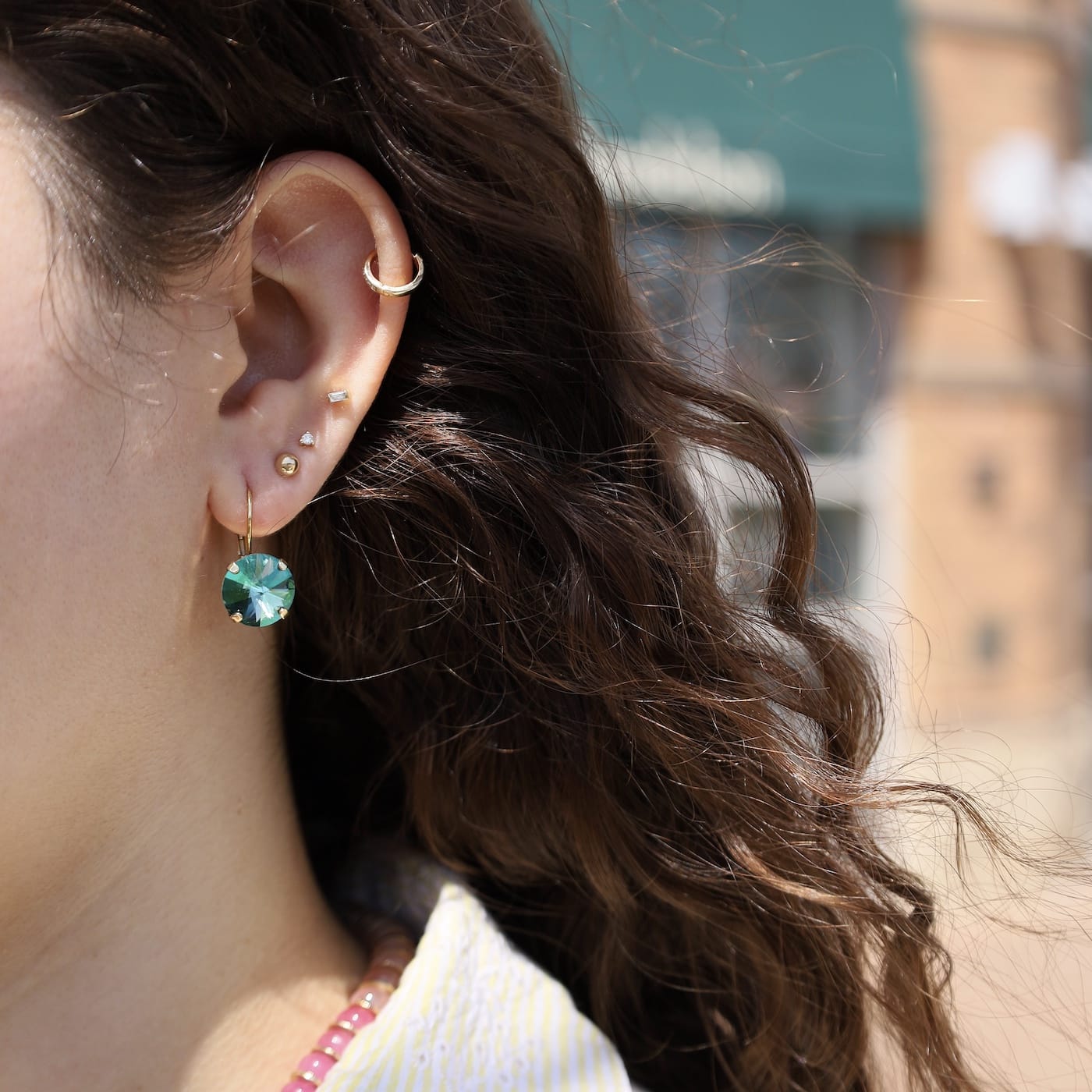 EAR-GPL Caitlin Small Round Earrings Aqua Verde
