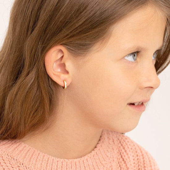 EAR-GPL Channel Set CZ Hoop Earrings