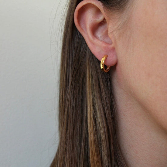 EAR-GPL Chloe Huggie Hoops in 14k Gold Plated Sterling Silver